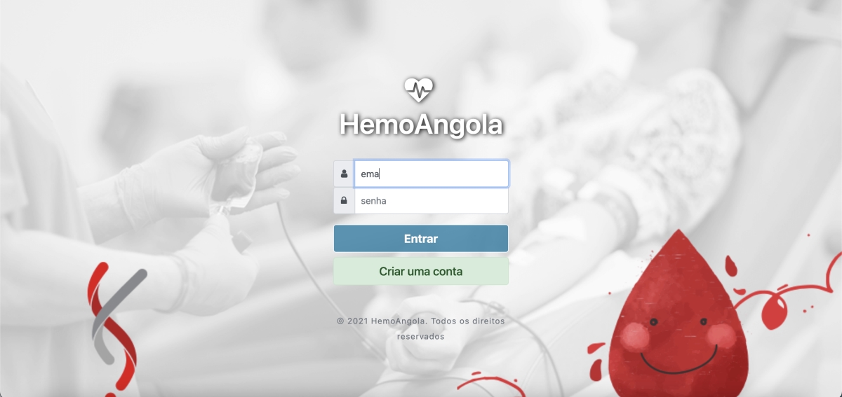 HemoAngola login page
